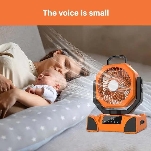 Alt view image 4 of 7 - 20000mAh Up to 58Hours Rechargeable Battery Powered Outdoor Tent Ceiling Fan