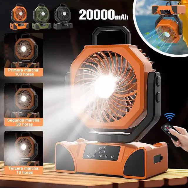 Alt view image 3 of 7 - 20000mAh Up to 58Hours Rechargeable Battery Powered Outdoor Tent Ceiling Fan