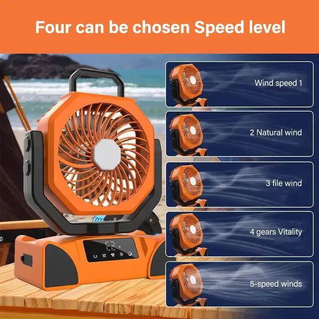 Alt view image 6 of 7 - 20000mAh Up to 58Hours Rechargeable Battery Powered Outdoor Tent Ceiling Fan