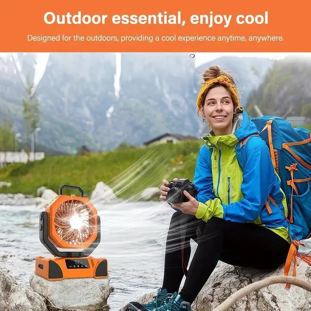 Alt view image 7 of 7 - 20000mAh Up to 58Hours Rechargeable Battery Powered Outdoor Tent Ceiling Fan