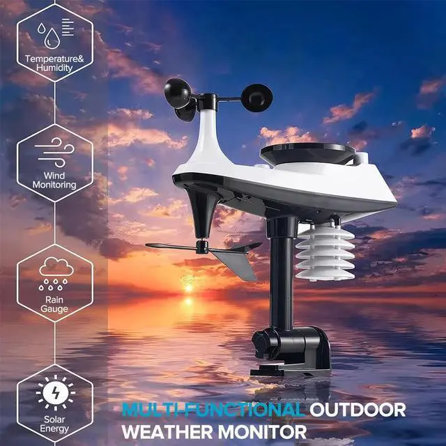 Alt view image 2 of 7 - Wireless Weather Station for Temperature and Humidity, Wind Speed and Direction