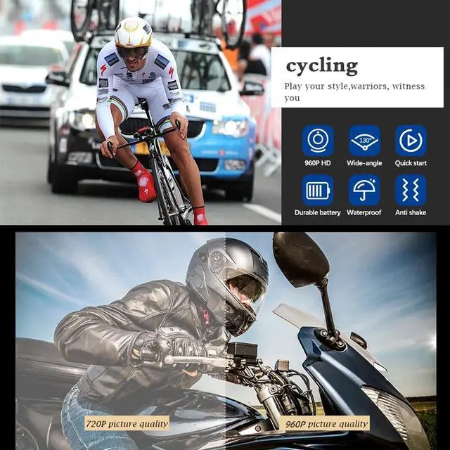 Alt view image 5 of 7 - Bike Motorcycle Helmet Camera Mini Sports Video Action Camera Outdoor Recorder