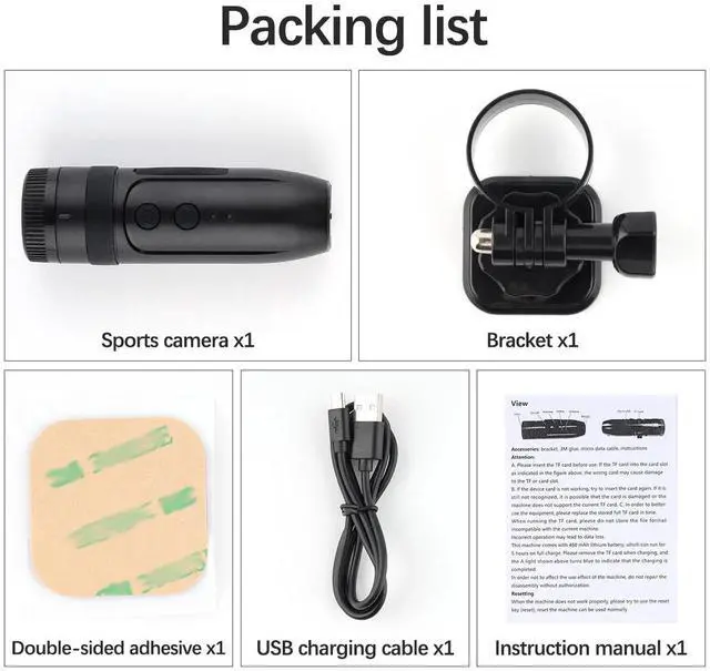 Alt view image 7 of 7 - Bike Motorcycle Helmet Camera Mini Sports Video Action Camera Outdoor Recorder