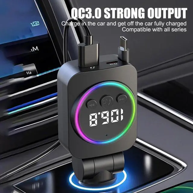 Alt view image 6 of 7 - 3IN1 Retractable Car Charger USB A Type C PD Cable For Phone Fast Charge Adapter