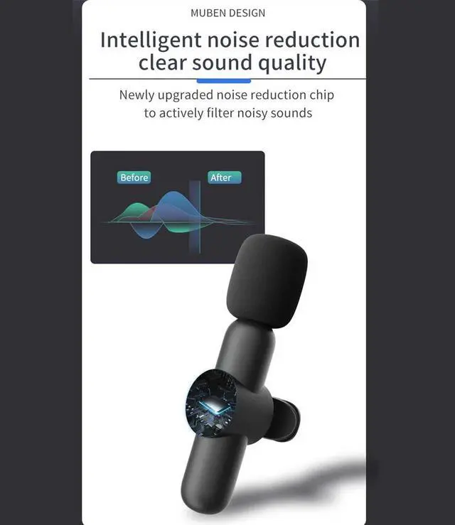 Alt view image 3 of 7 - Portable Lavalier Microphone Wireless Audio Video Recording Mini Mic For iPhone