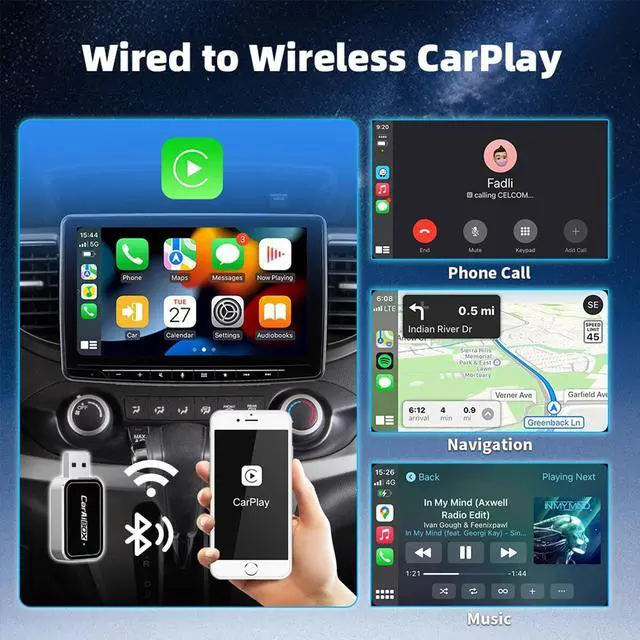 Alt view image 4 of 7 - Mini Wireless Carplay Dongle for iPhone Apple Carplay Ai Box Wired to Wireless