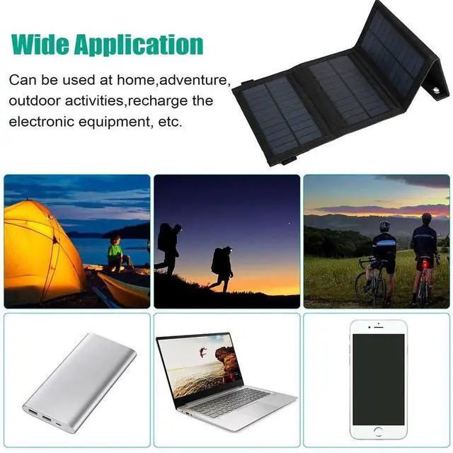 Alt view image 6 of 7 - 100W USB Solar Panel Folding Power Bank Outdoor Camping Hiking Phone Charger US
