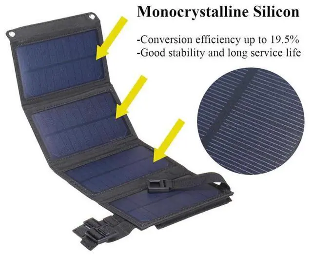Alt view image 4 of 7 - 100W USB Solar Panel Folding Power Bank Outdoor Camping Hiking Phone Charger US