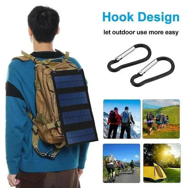 Alt view image 3 of 7 - 100W USB Solar Panel Folding Power Bank Outdoor Camping Hiking Phone Charger US