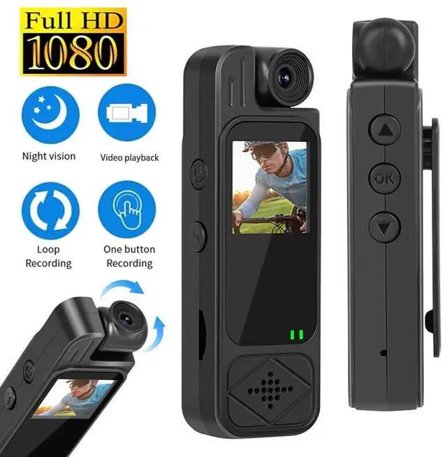 Alt view image 5 of 7 - 1080P HD Camcorder Mini Police Body Camera LCD Screen 180° Video DVR IR Night