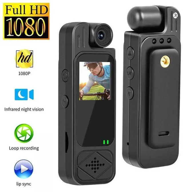 Alt view image 3 of 7 - 1080P HD Camcorder Mini Police Body Camera LCD Screen 180° Video DVR IR Night
