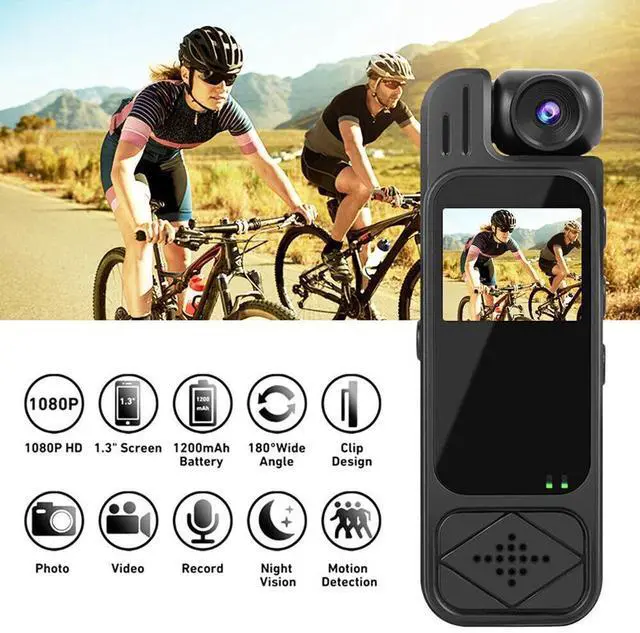 Alt view image 2 of 7 - 1080P HD Camcorder Mini Police Body Camera LCD Screen 180° Video DVR IR Night