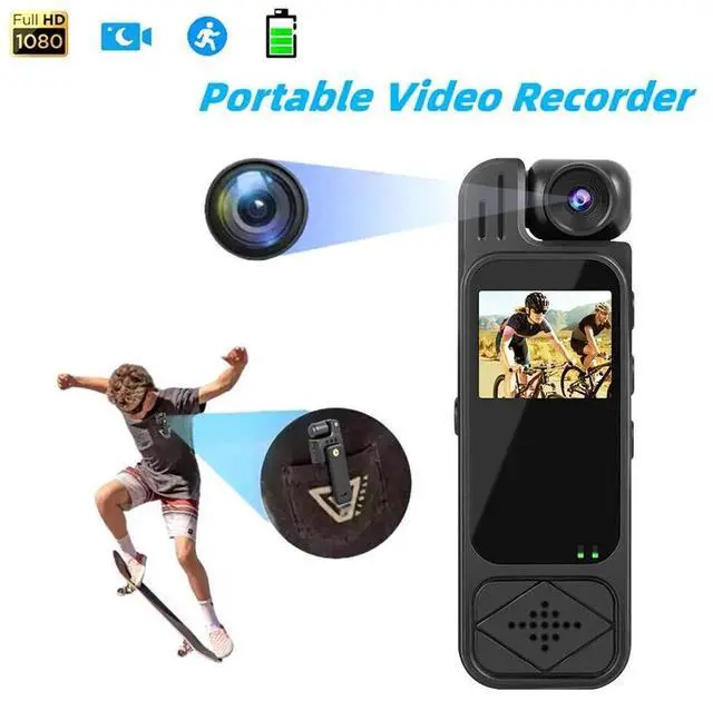 Alt view image 7 of 7 - 1080P HD Camcorder Mini Police Body Camera LCD Screen 180° Video DVR IR Night