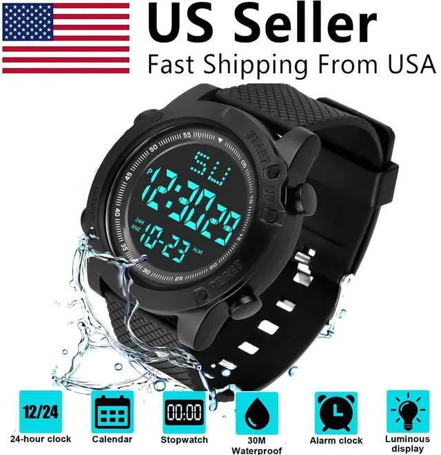 Alt view image 2 of 7 - Waterproof Digital Sports Watch Military Tactical LED Backlight Wristwatch Men
