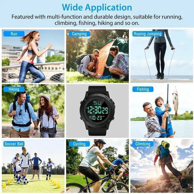 Alt view image 7 of 7 - Waterproof Digital Sports Watch Military Tactical LED Backlight Wristwatch Men