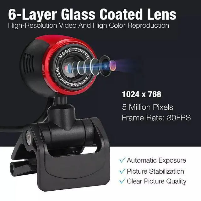 Alt view image 4 of 7 - HD 1080P Webcam USB Computer Web Camera w/ Microphone For PC Laptop Desktop US