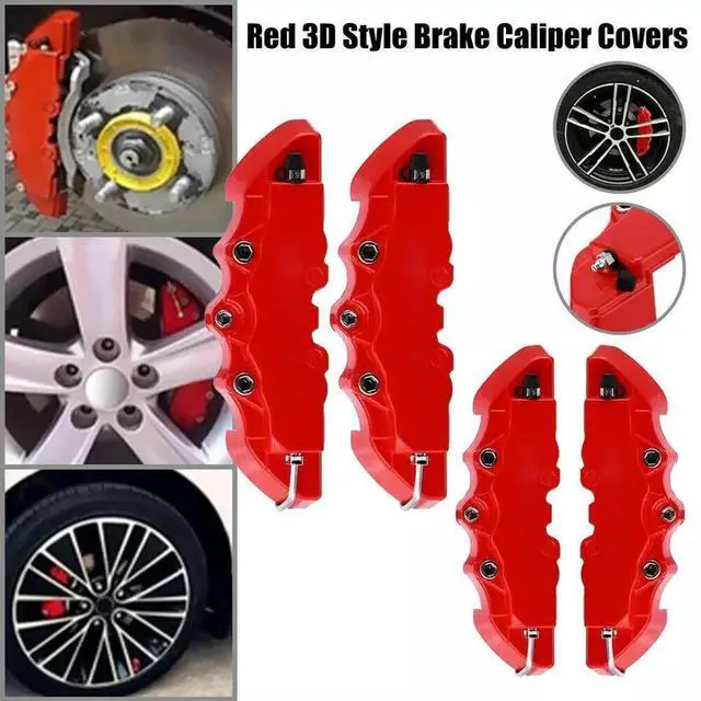 Alt view image 5 of 7 - 4PCS 3D Style Red M+L Car Disc Brake Caliper Cover Front & Rear Kits Accessories