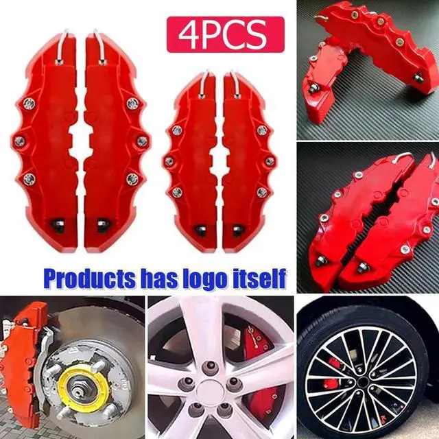 Alt view image 6 of 7 - 4PCS 3D Style Red M+L Car Disc Brake Caliper Cover Front & Rear Kits Accessories
