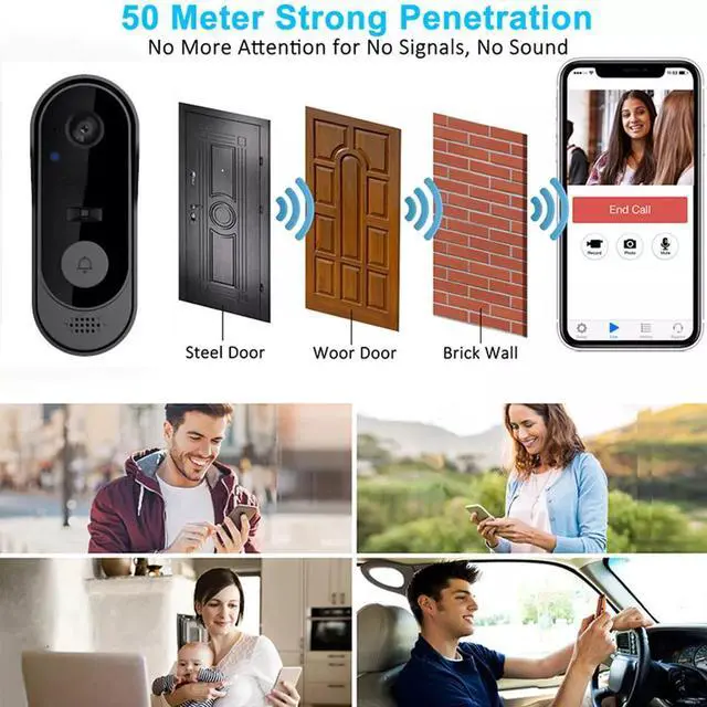 Alt view image 6 of 7 - Wireless WiFi Smart Phone Door Ring Video Doorbell Intercom Security Camera Bell