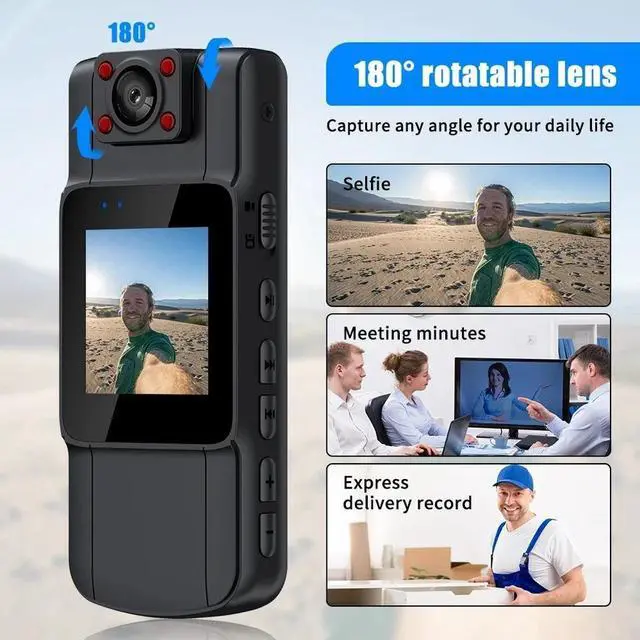 Alt view image 6 of 7 - 20-hour 1080P Camcorder Mini Police Body Camera HD 180° Video DVR IR Night Cam
