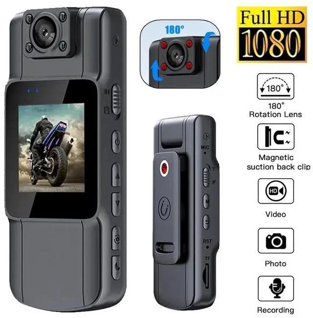 Main image of 20-hour 1080P Camcorder Mini Police Body Camera HD 180° Video DVR IR Night Cam