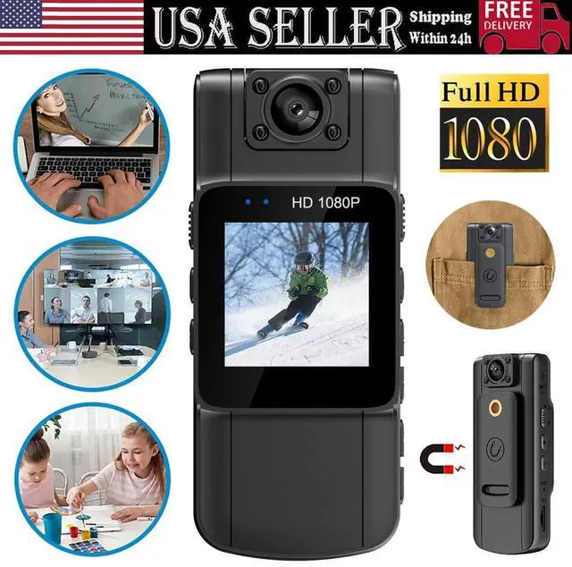 Alt view image 7 of 7 - 20-hour 1080P Camcorder Mini Police Body Camera HD 180° Video DVR IR Night Cam