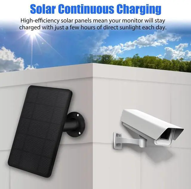 Alt view image 2 of 7 - Solar Panel Micro USB C Power CCTV Camera Security Cam Battery Charger Outdoor