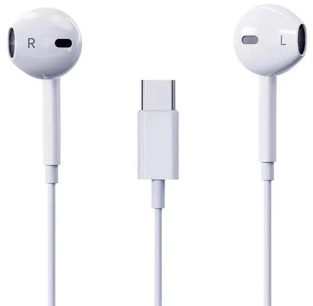 Alt view image 5 of 6 - For iPhone 16 15 Pro Max iPad Pro Wired USB Type-C Stereo Earbuds Headphones