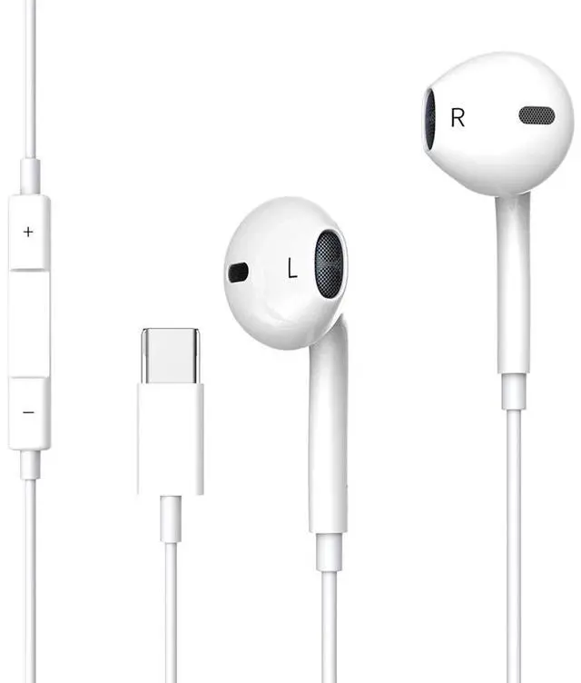 Alt view image 6 of 6 - For iPhone 16 15 Pro Max iPad Pro Wired USB Type-C Stereo Earbuds Headphones