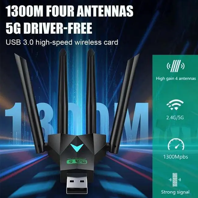 Alt view image 4 of 7 - Wireless WIFI USB 3.0 Adapter 1300Mbps Long Range Dongle Dual Band Network lot