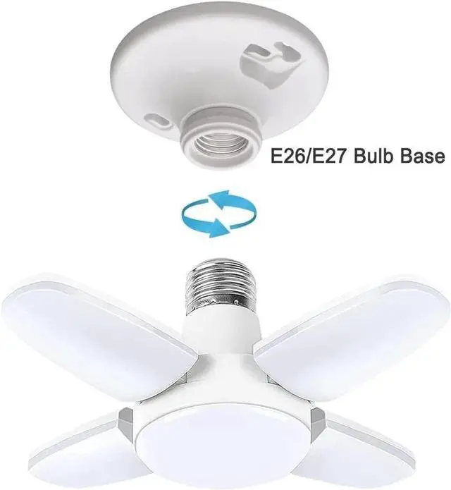 Alt view image 2 of 7 - 3 PCS LED Garage Light Bulb Deformable Ceiling Fixture Lights E27 Workshop Lamp