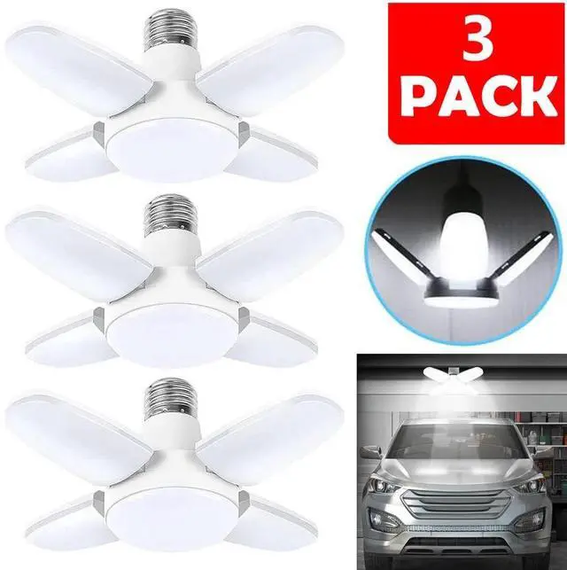 Main image of 3 PCS LED Garage Light Bulb Deformable Ceiling Fixture Lights E27 Workshop Lamp