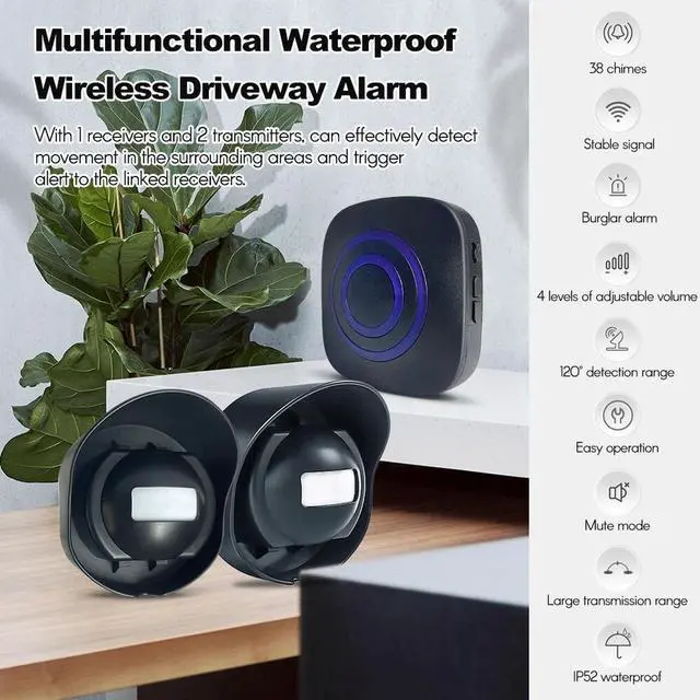 Alt view image 5 of 7 - 656ft Long Range Wireless Driveway Alarm Weatherproof Outdoor Motion Sensor