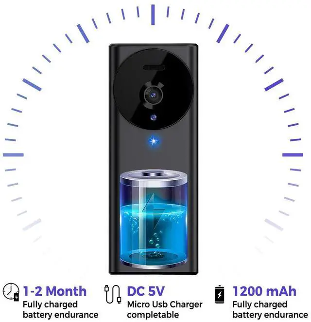 Alt view image 7 of 7 - Smart Wireless WiFi Doorbell Intercom Video Camera Door Ring Bell Chime Security