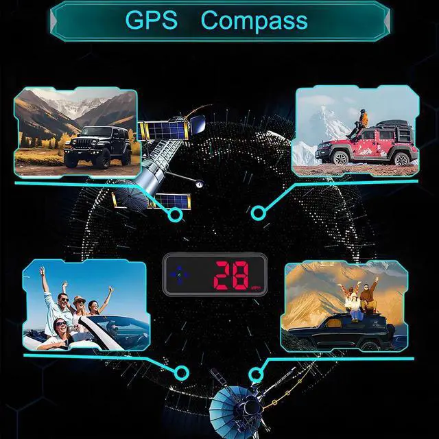 Alt view image 6 of 7 - New Universal Mini LED Digital Speedometer GPS Car HUD Head Up Display MPH/KMH