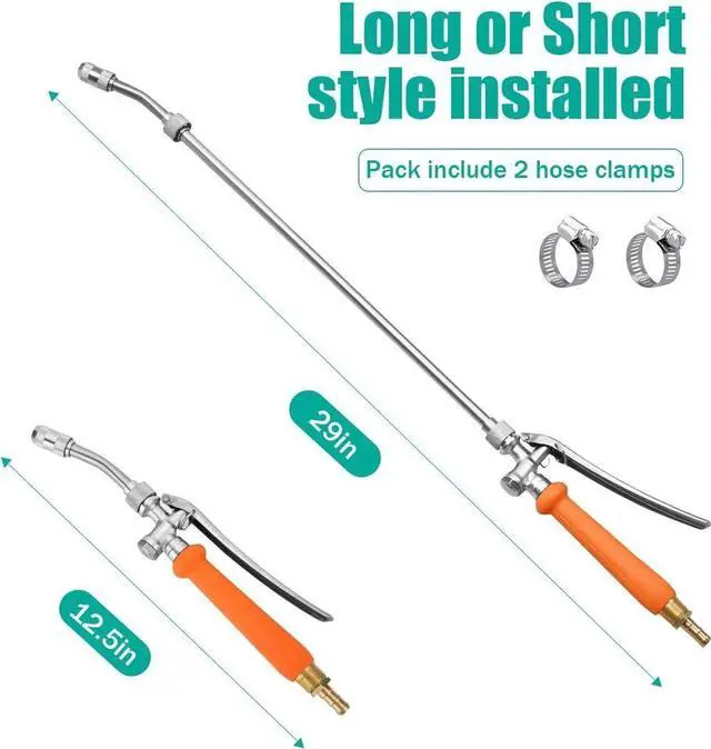 Alt view image 2 of 7 - 29'' Sprayer Wand Replacement, 3/8" Brass Barb Universal Stainless Sprayer Wand