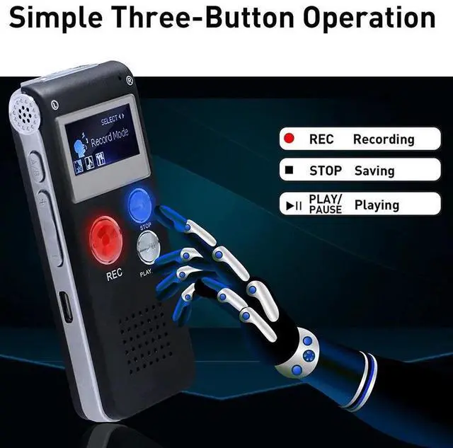 Alt view image 6 of 7 - Digital Voice Recorder Mini Dictaphone Audio Sound Recorder Small Spy Lecture US