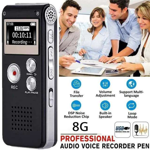 Alt view image 2 of 7 - Digital Voice Recorder Mini Dictaphone Audio Sound Recorder Small Spy Lecture US