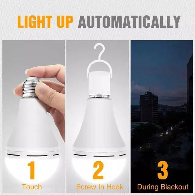 Alt view image 5 of 7 - 4PCS LED Rechargeable Emergency Light Bulb 12w Equivalent 1200mAh Battery Backup