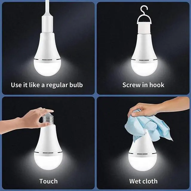 Alt view image 7 of 7 - 4PCS LED Rechargeable Emergency Light Bulb 12w Equivalent 1200mAh Battery Backup