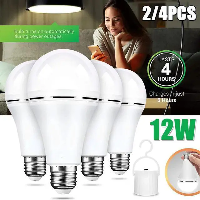 Alt view image 2 of 7 - 4PCS LED Rechargeable Emergency Light Bulb 12w Equivalent 1200mAh Battery Backup
