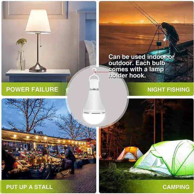 Alt view image 3 of 7 - 4PCS LED Rechargeable Emergency Light Bulb 12w Equivalent 1200mAh Battery Backup