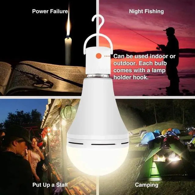 Alt view image 4 of 7 - 4PCS LED Rechargeable Emergency Light Bulb 12w Equivalent 1200mAh Battery Backup