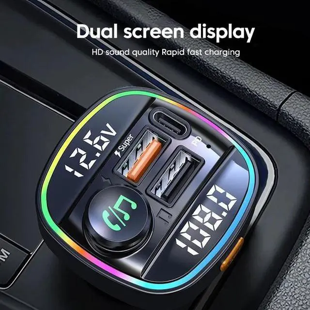 Alt view image 3 of 7 - Bluetooth 5.0 Car Wireless FM Transmitter Adapter USB PD Charger AUX Hands LOT