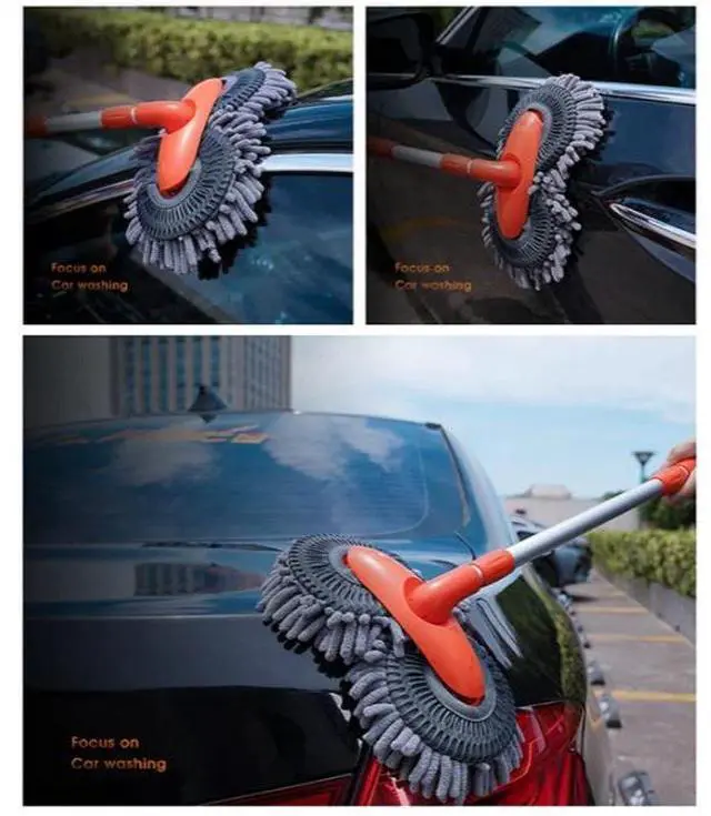 Alt view image 3 of 7 - 360° Rotation Head Microfiber Car Wash Brush Cleaning Mop Auto Truck Long Handle