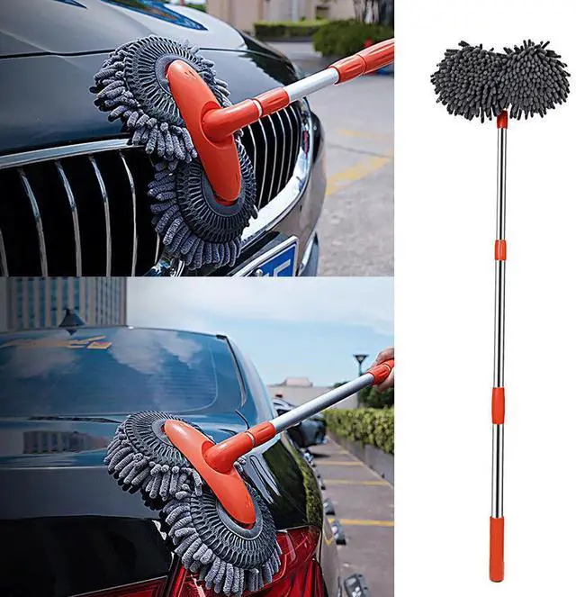 Alt view image 2 of 7 - 360° Rotation Head Microfiber Car Wash Brush Cleaning Mop Auto Truck Long Handle