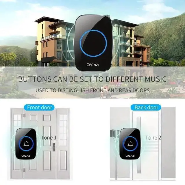 Alt view image 2 of 7 - Wireless Doorbell Chime Waterproof Plugin Receiver Adjustable Volume 1000FT Kit
