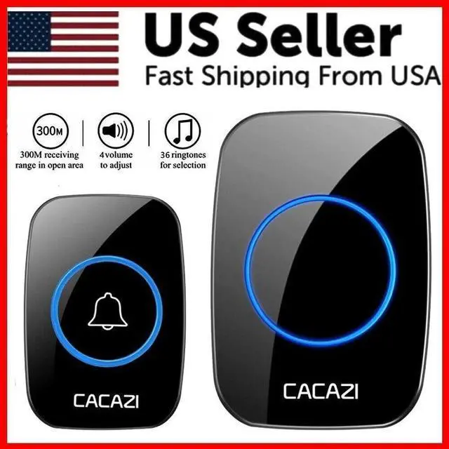 Main image of Wireless Doorbell Chime Waterproof Plugin Receiver Adjustable Volume 1000FT Kit