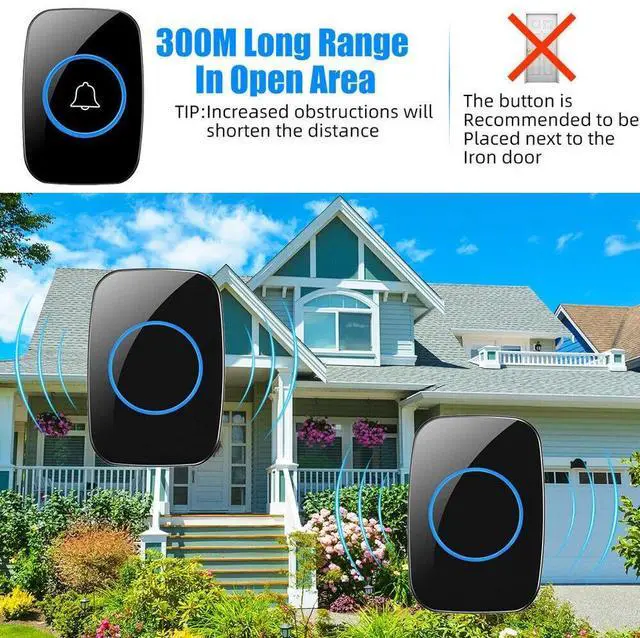 Alt view image 5 of 7 - Wireless Doorbell Chime Waterproof Plugin Receiver Adjustable Volume 1000FT Kit