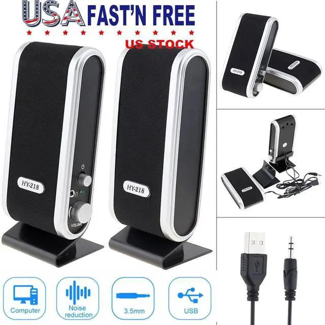 Main image of PC Computer Speakers 2.0 Stereo USB 3.5 mm Jack Desktop Laptop Clear Sound NEW